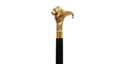 Bâton de marche laiton lion