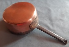 Antique tinned copper pan, cast iron handle.  Ø22cm height 9.5cm.