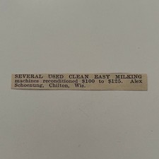 Alex Schoenung Easy Milking Machines Chilton WI 1940 Racine WI Clipping SAH5-S27