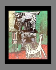Pablo Picasso Buffet Henry II and Armchair with Dog Vintage Matted Lithograph