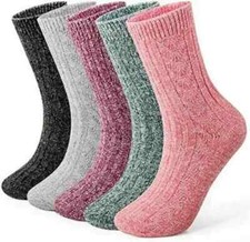 Womans Thick Wool Blend Thermal Boot Socks Walking Hiking Ski Winter Size UK 4-7