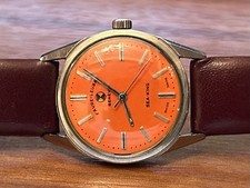 Vintage 1960s Favre Leuba Sea King Manual Wind Swiss Watch - Orange Dial WORKING