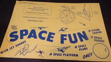 Vintage Space Fun Flying Saucer Space Rocket Store Cardboard Advertising Sign