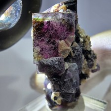 Spécimen de fluorite fantôme colorée et de tourmaline scholle muscovite, Erongo