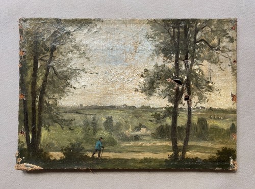 Paysage animé huile sur - huile,