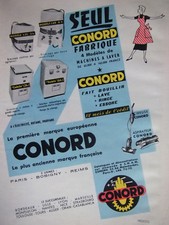 1953 CONORD PRESS ADVERTISEMENT EXHAUST WASHING MACHINE VACUUM CLEANER - ADVERTISING