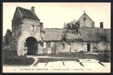 Old postcard Saint-Jean-aux-Bois, old door 