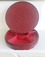 Sublime Serviteur sur Pieds - Plateau à Couvercle en Fibres Tressées Laque Rouge