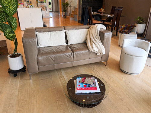 Gray leather seat loveseat - gray,