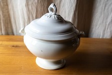 Antique Creil White Earthenware Soup Bowl? Sarreguemines?