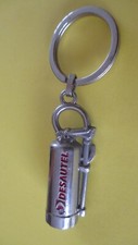 Rare Vintage Keychain Heavy Metal Chrome Fire Extinguishers DESAUTEL Fire Safety