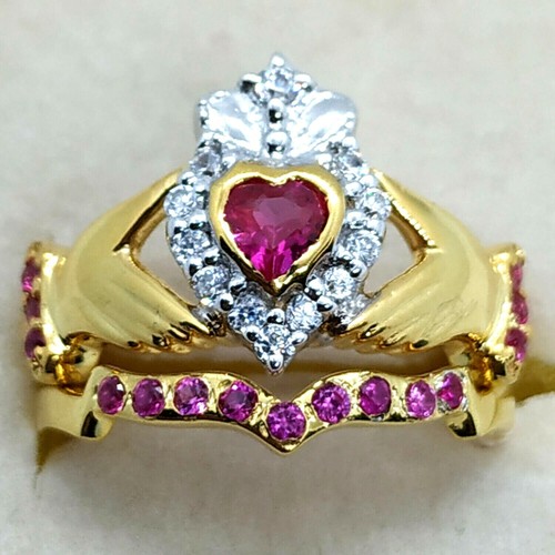 Coeur simulé rubis diamant - rubis, &