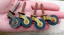 4 antique brass furniture castors / wheels / feet, chair, height 2.8cm