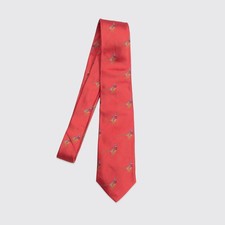 Beretta Tie Red Pheasant Hunting Motif Silk Metallic Classic Handmade in England