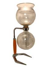 Hellem Glass Prestige France 8 Cup Coffee Maker Orange Handle