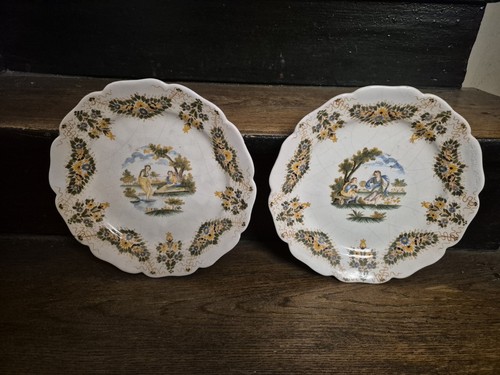Paire assiettes ancienne - assiettes,