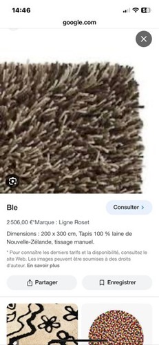 Grand tapis ligne - ligne, roset