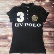 HV Polo Womens Small Shirt Black Embroidered Equestrian Society Preppy Riding #3