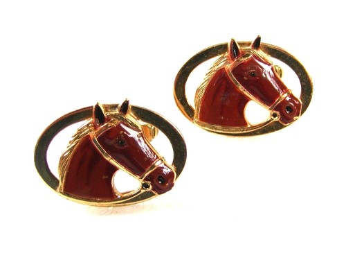 Gold tone brown horse - gold,