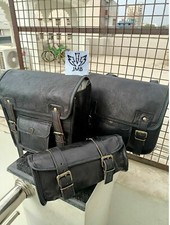 Le sacoche de selle de moto en cuir véritable noir sacs latéraux sacs de selle 3