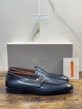 Mocassin En Cuir Bleu Luxury Santoni Chaussure Homme 43