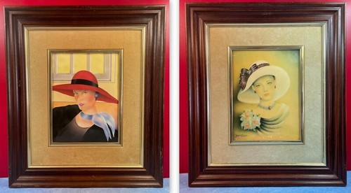 Paire tableau peinture - paire, de