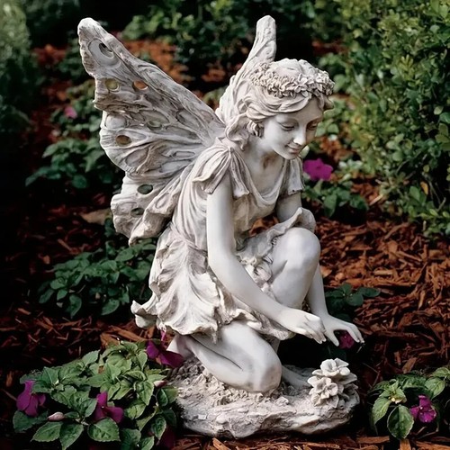 Statue fée jardin étang - fée, de