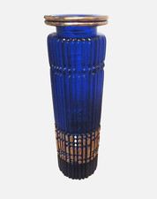 vase verre bleu cobalt doré
