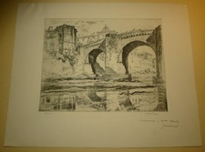 Georges Gobo, Eau-forte originale "Pont", signée et numérotée au crayon !!!