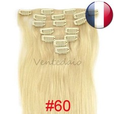 EXTENSIONS DE CHEVEUX A CLIPS 100% NATURELS REMY HAIR 53CM BLOND PLATINE #60