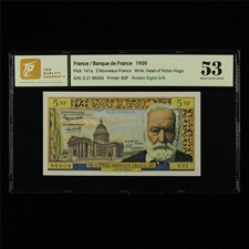 1959 France Banque de France 5 Nouveaux Francs Pick#141a Rotator Digits S/N