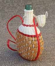 Ancienne bouteille verre plastique paille vintage VIRESA french antique bottle