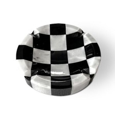 Cendrier En Marbre À Damier Noir Et Blanc Décoration Ø 10 Cm