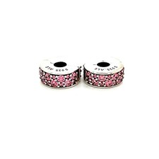 2 Pandora Shining Elegance Pave Pink Cz Clips