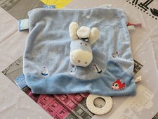 NOUKIE'S CAPTAIN PACO SQUARE FLAT BLANKET PLUSH TEETHING RING SEA BOAT 35CM