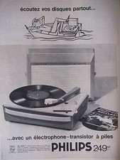 1962 PHILIPS PRESS AD WITH AN ELECTROPHONE BATTERY TRANSISTOR -ADVERTISING