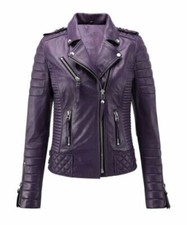 Veste En Cuir Pour Femme En Laine De Mouton Véritable Coupe Slim Biker Moto