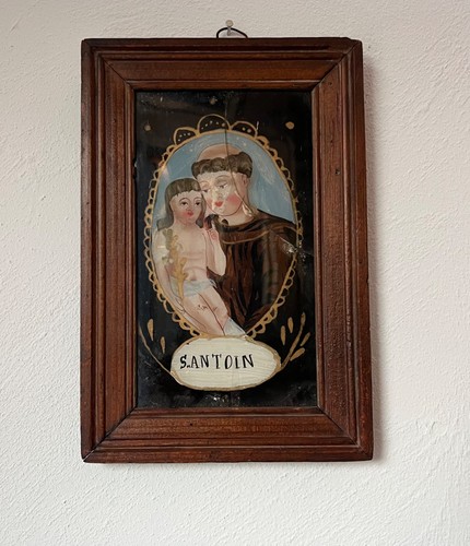Ancien fixé sous verre - fixé,