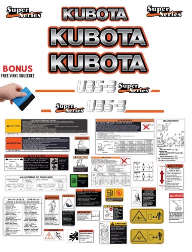 Fits kubota u35 decal - fits, kit