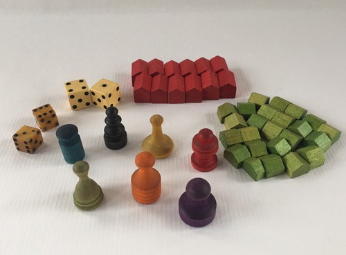 Vintage monopoly parts wooden - vintage,