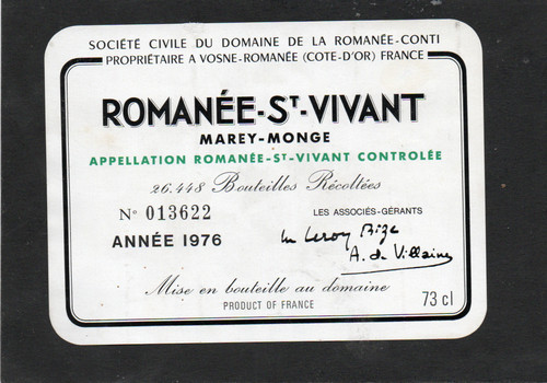 Etiquette romanee saint vivant - etiquette,