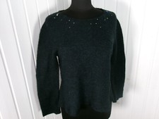 Pull maille doux noir/bleu SARAH PACINI  taille unique 38/40 forme trapeze clous