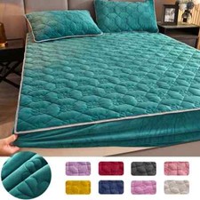 Thicken Velvet Mattress Pad Protector Adjustable Fitted Sheet Anti-bacterial Pad