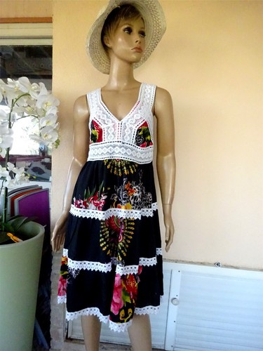 Robe ete noire fleurie - robe, d'ete