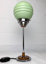 Art Deco Machine Age/Modernist Lamp, Chrome, Green Catalin Phenolic Bakelite