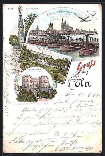 Lithographie cologne colonne - cologne,,
