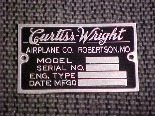 Plaque données avion - de, d'avion