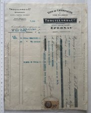 CHAMPAGNE TROUILLARD EPERNAY 1934 RARE INVOICE + PROMISSORY NOTE WINE BOTTLES