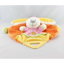Doudou plat rond lapin orange