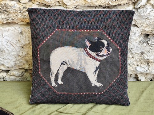 Rare ancien coussin - coussin, bouledogue